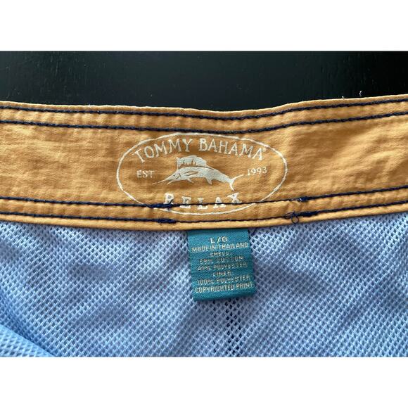 TOMMY BAHAMA Relax Blue w/Beer Pattern Swim Trunks sz L - Picture 5 of 14